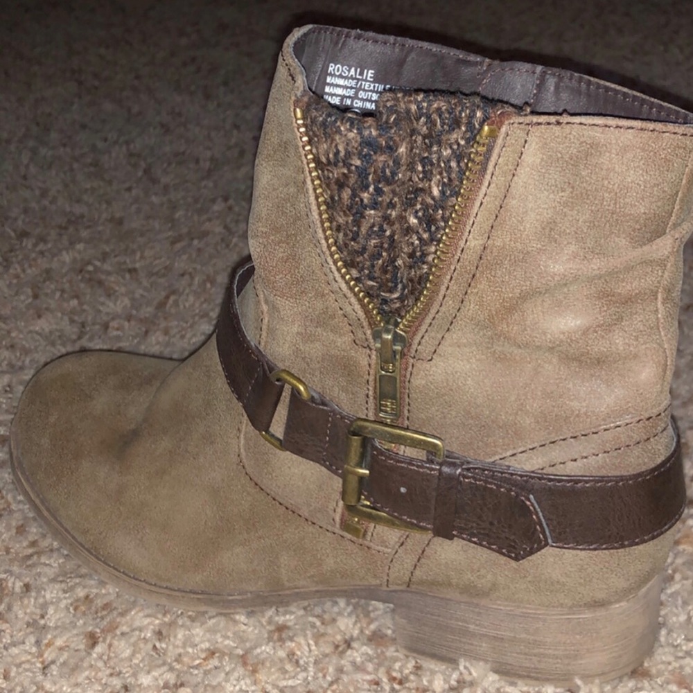 Brown distressed booties
